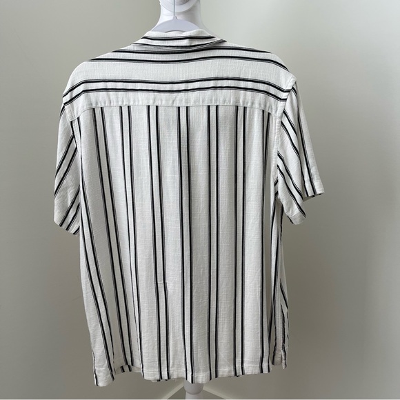 Zara Linen Blend Striped Button Down Shirt Size Large - Picture 4 of 6
